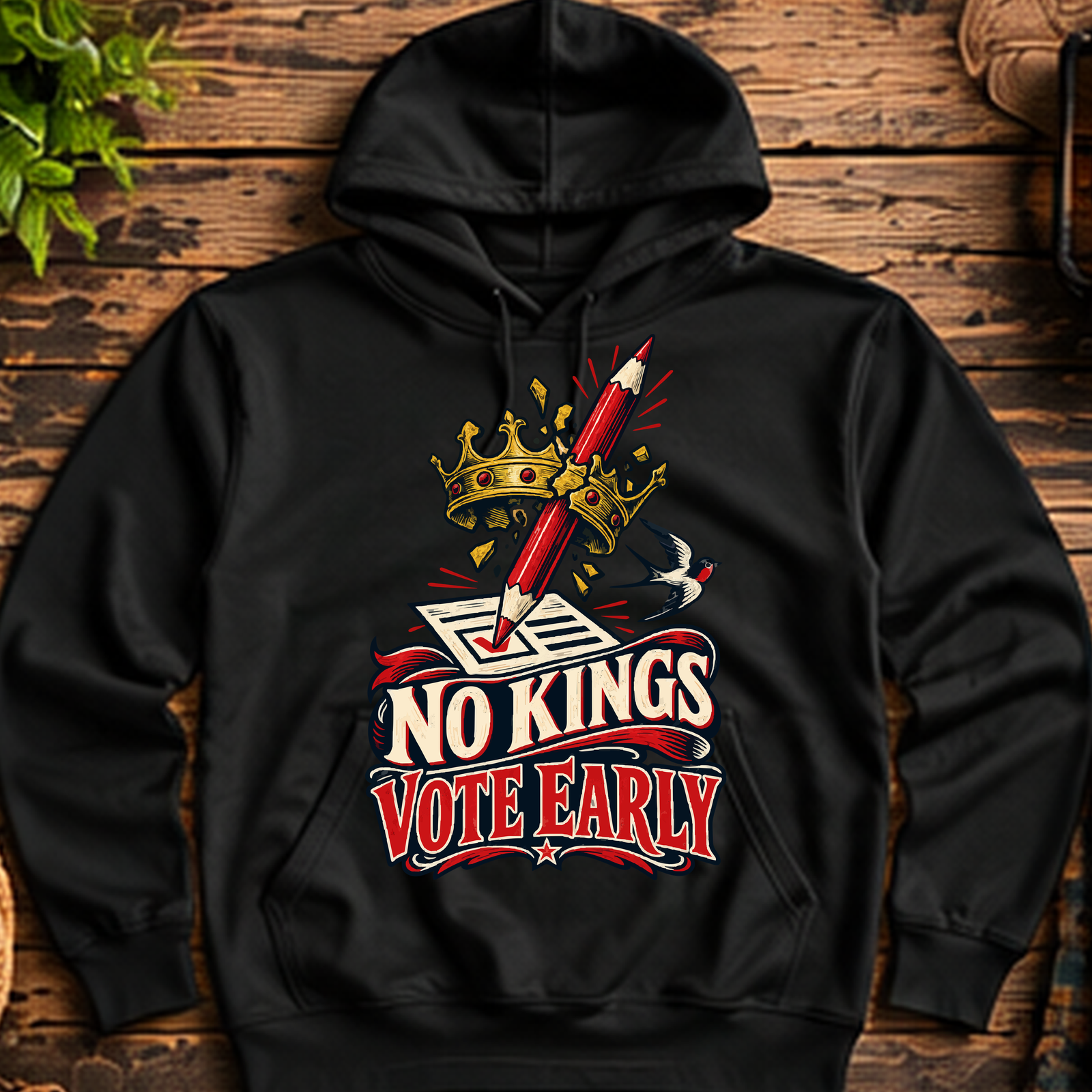 No Kings Vote Early Pullover Hoodie