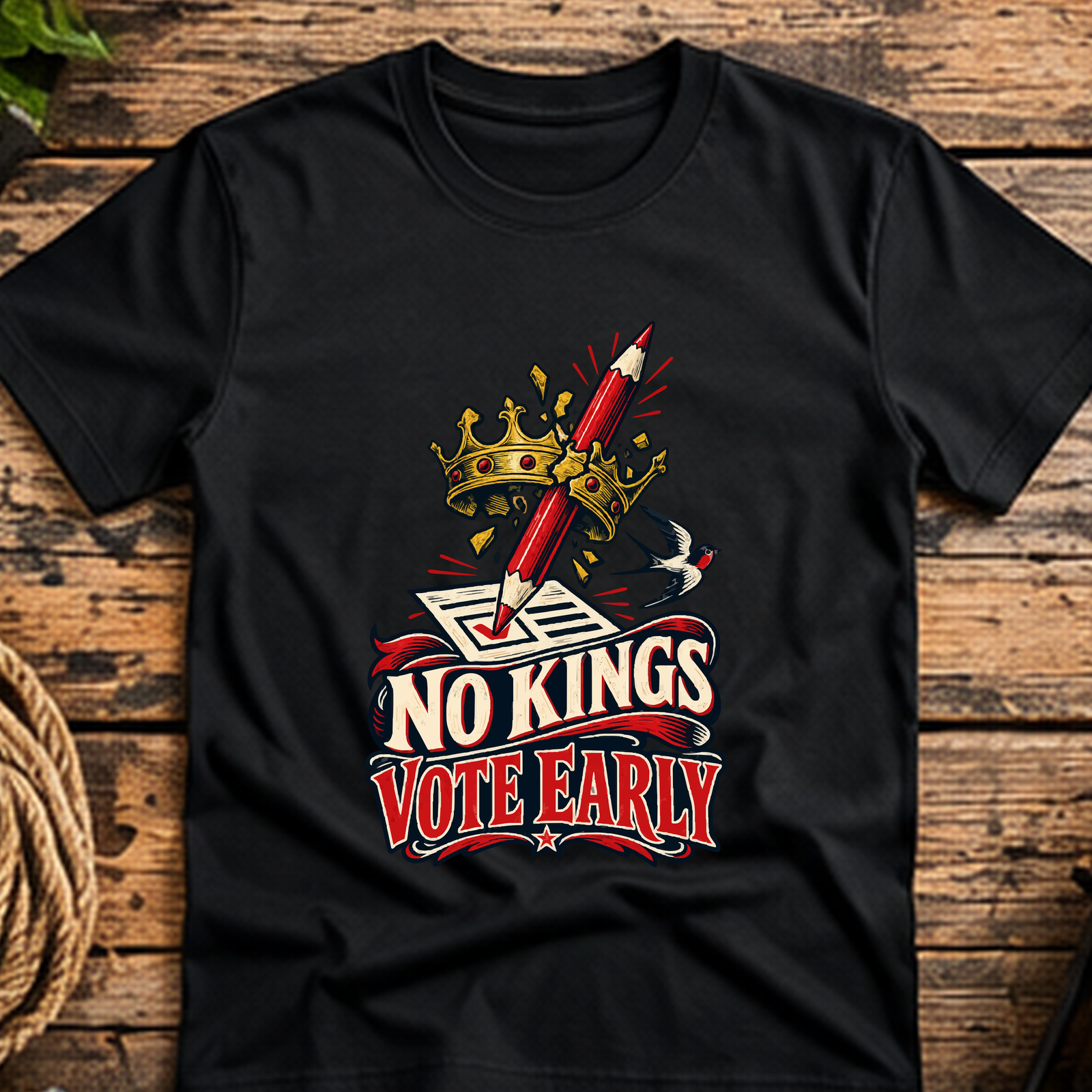 No Kings Vote Early Short-Sleeve T-Shirt