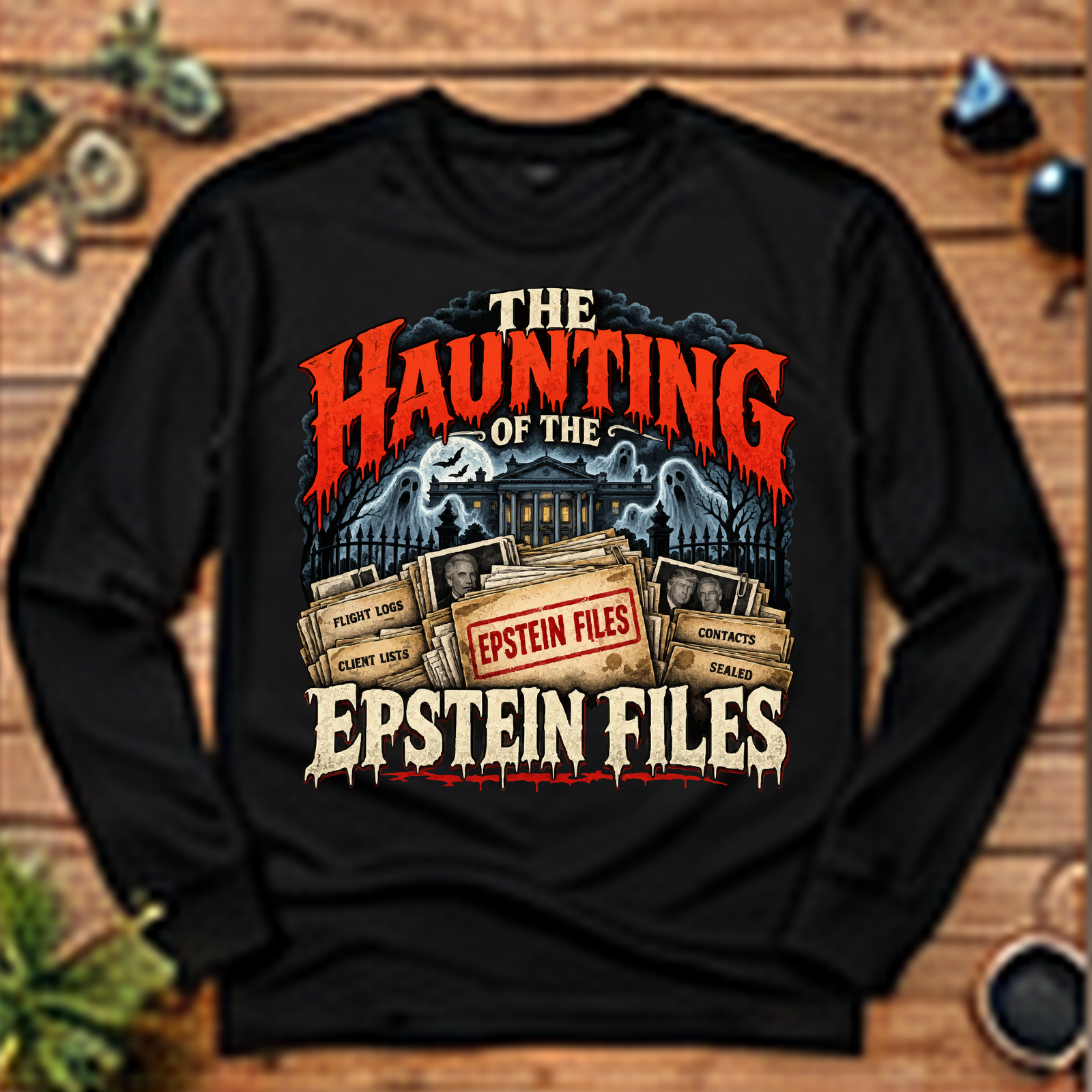 Haunting of the Epstein Files Long-Sleeve T-Shirt