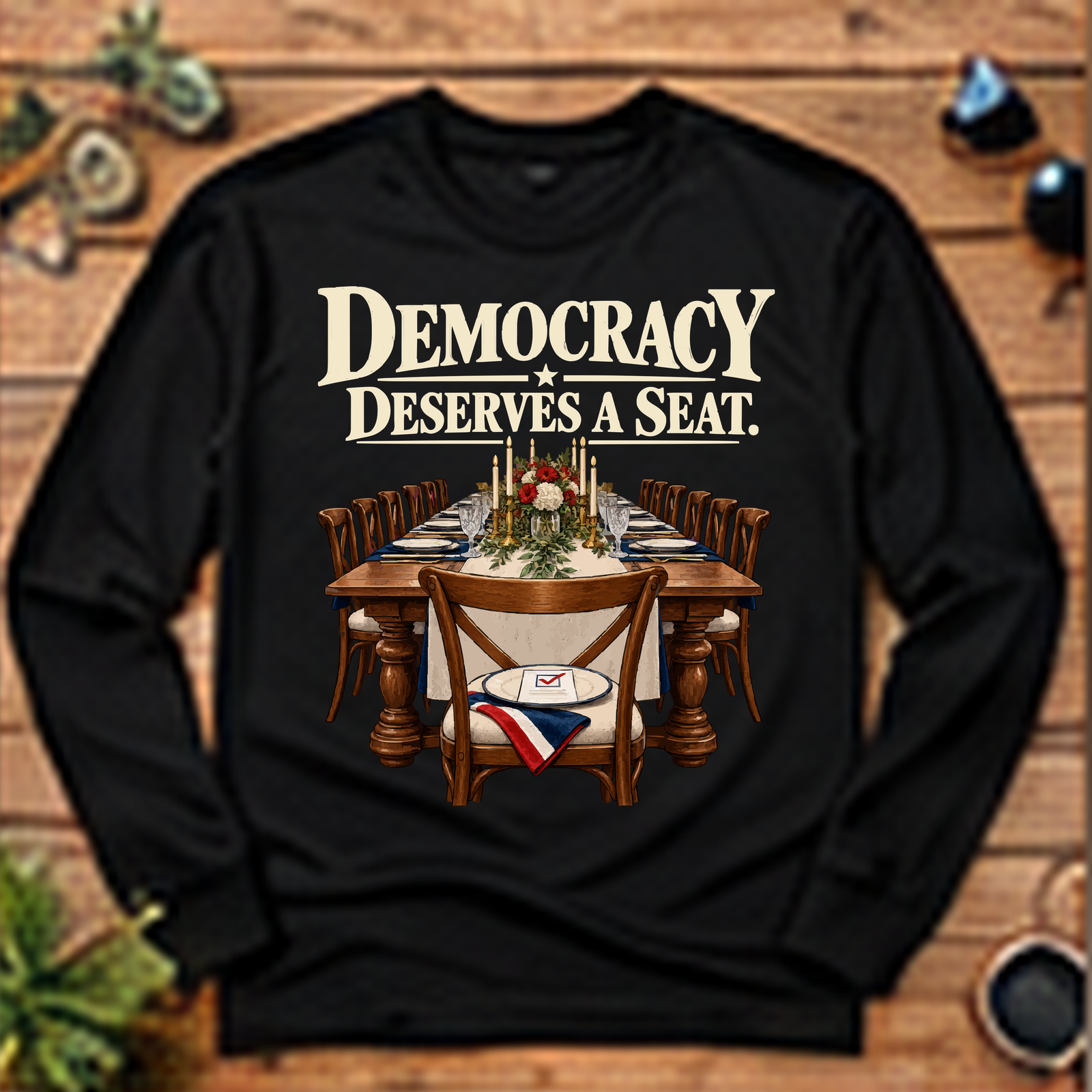 Democracy Deserves a Seat Long-Sleeve T-Shirt