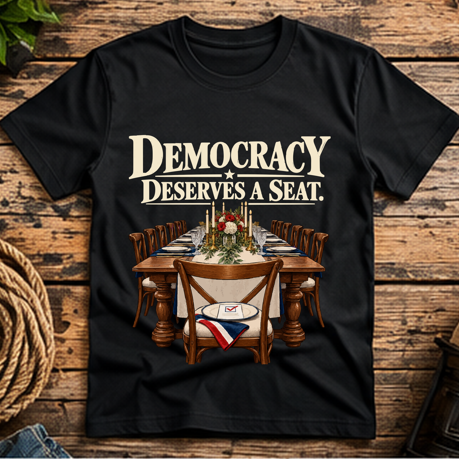 Democracy Deserves a Seat Short-Sleeve T-Shirt