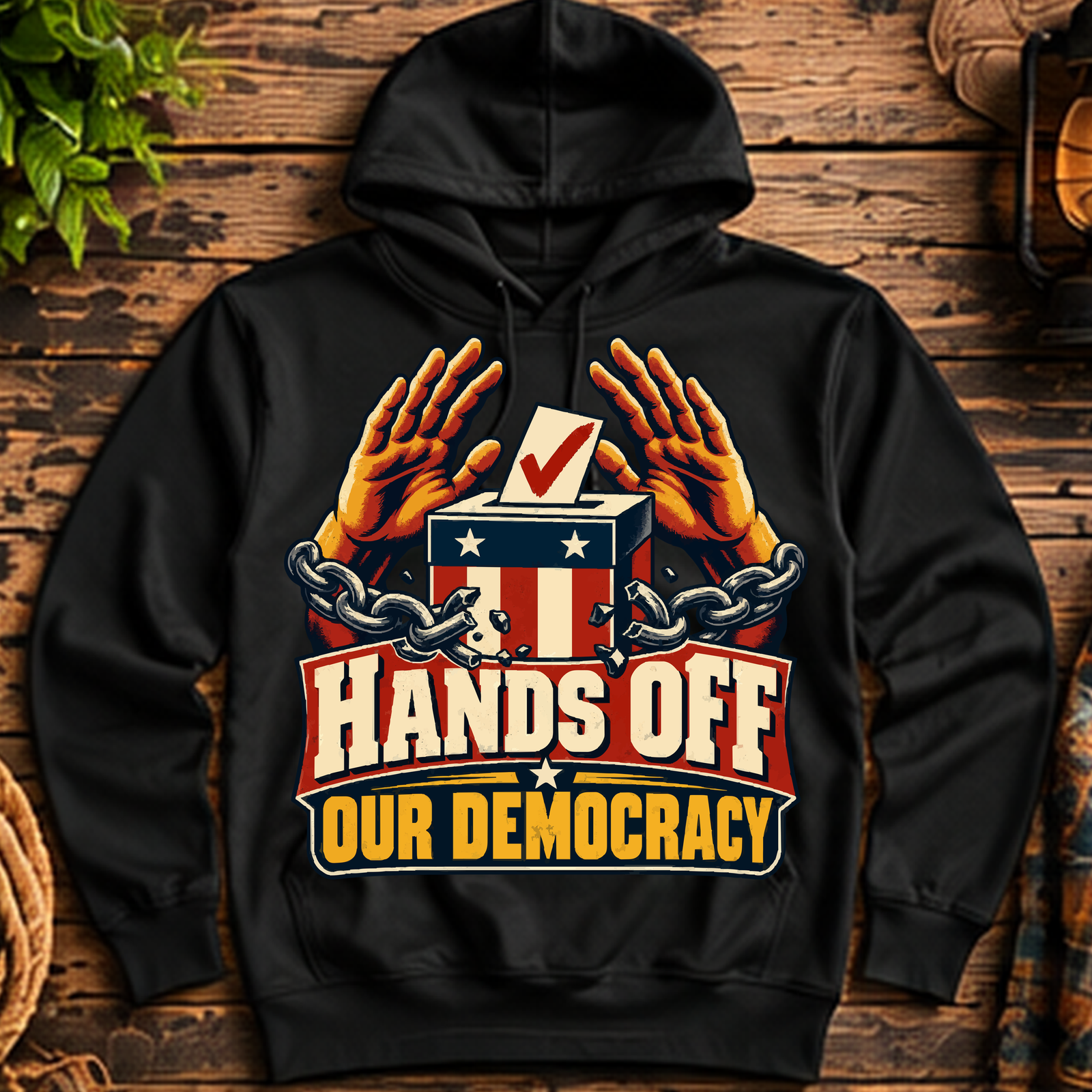 Hands Off Democracy Pullover Hoodie