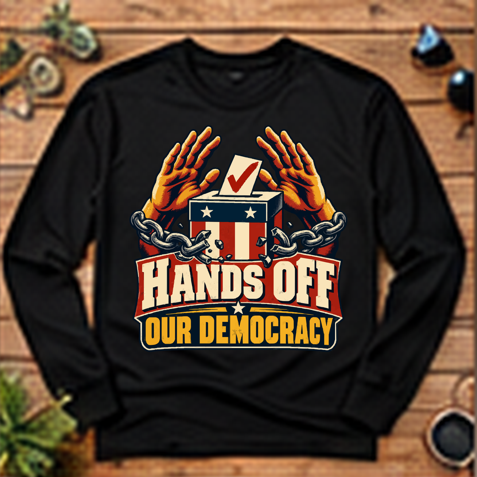 Hands Off Democracy Long-Sleeve T-Shirt