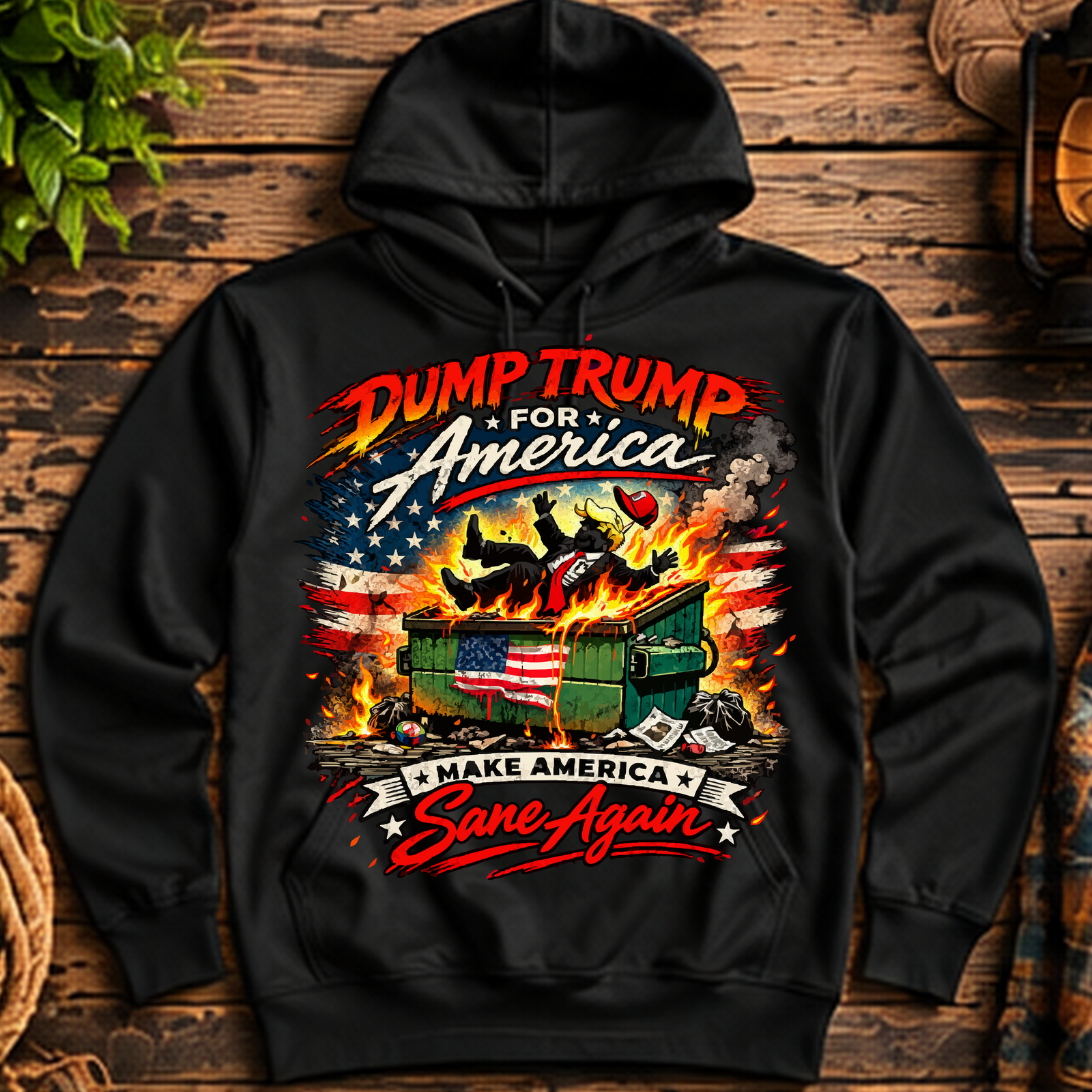 Dump Trump Dumpster Fire Pullover Hoodie