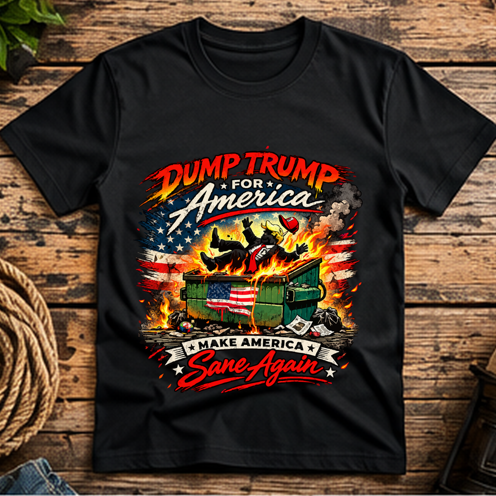Dump Trump Dumpster Fire Short-Sleeve T-Shirt